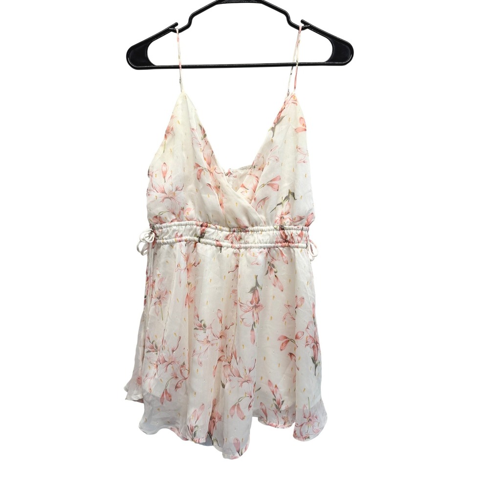 Angel Biba Romper US Sz Medium Pink Floral Spaghetti Strap Coquette Feminine
